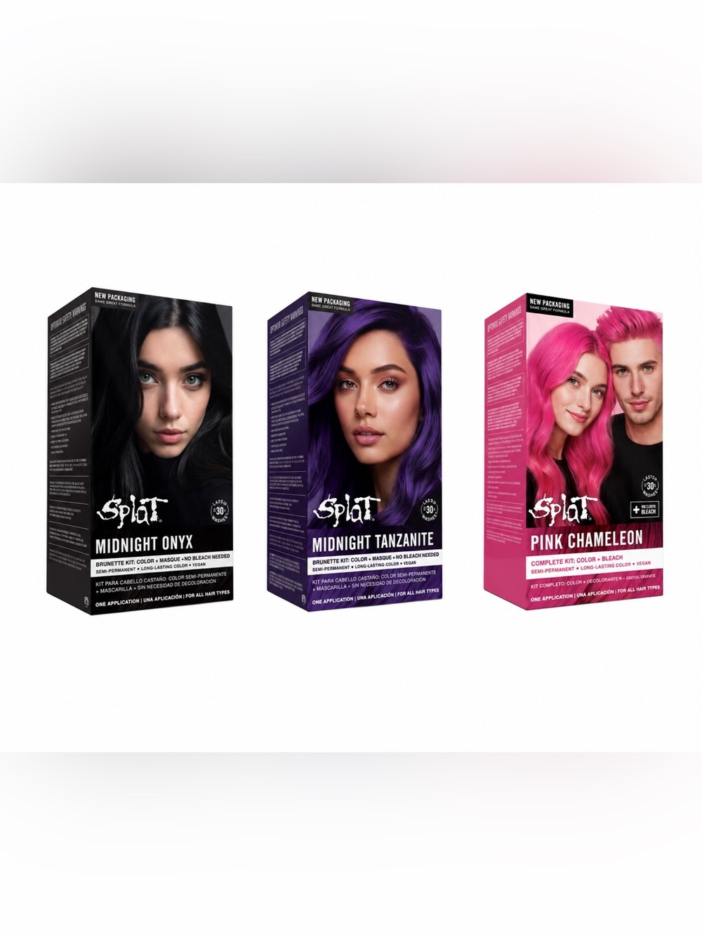 SET OF 3, Splat SEMI-PERMANENT HAIR COLOR DYE KIT PINK RED PURPLE Vibrant Shades